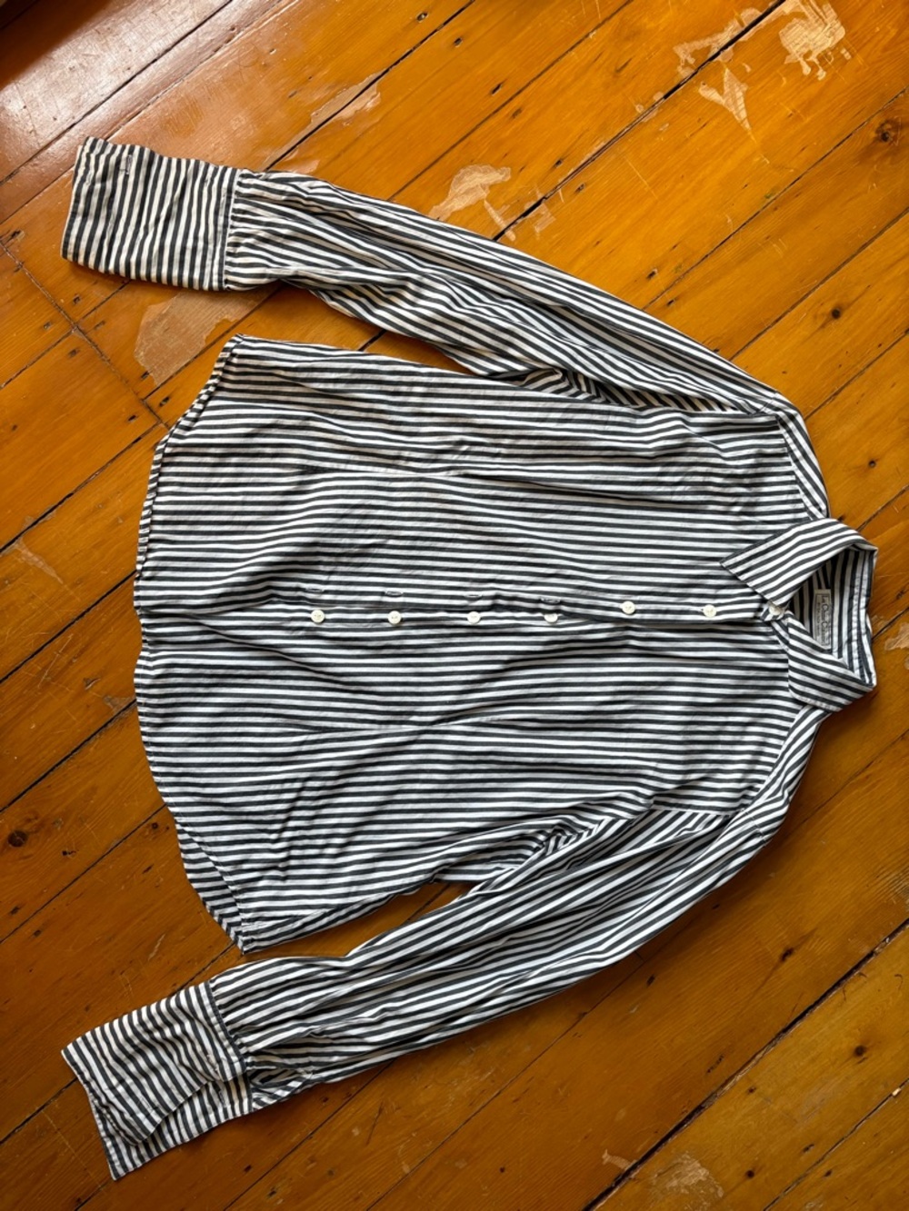 Striped Button-Down Shirt - Black & White